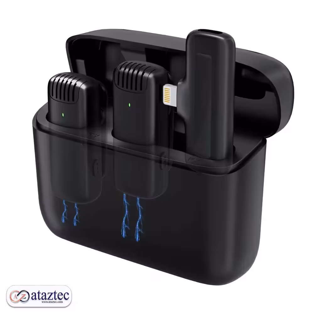 میکروفون یقه‌ای بی‌سیم دوتایی مدل J13 | اتصال بدون قطعی تا 20 متر برد صدا