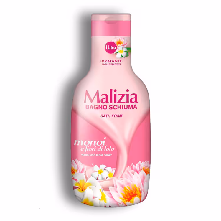 فوم حمام گل یاس و نیلوفر آبی مالیزیا Malizia Monoi حجم 1000 میلی لیتر