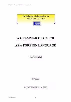 گرامر او چک از ای فارن لنگوئج | کتاب زبان چک A Grammar of Czech as a Foreign Language