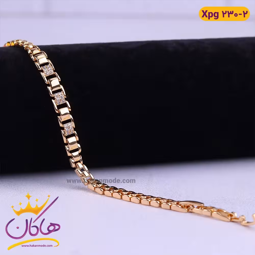 دستبند استیل زنانه ژوپینگ طرح مربعی | کد xpg230/2