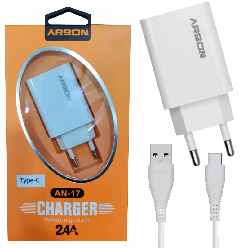 آداپتور شارژر با کابل Type C فست2.4A Arson AN-17