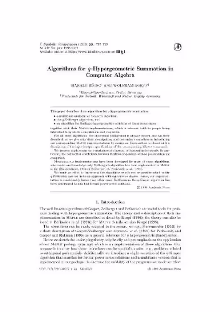خرید و دانلود نسخه کامل کتاب q-hypergeometric summation in CAS