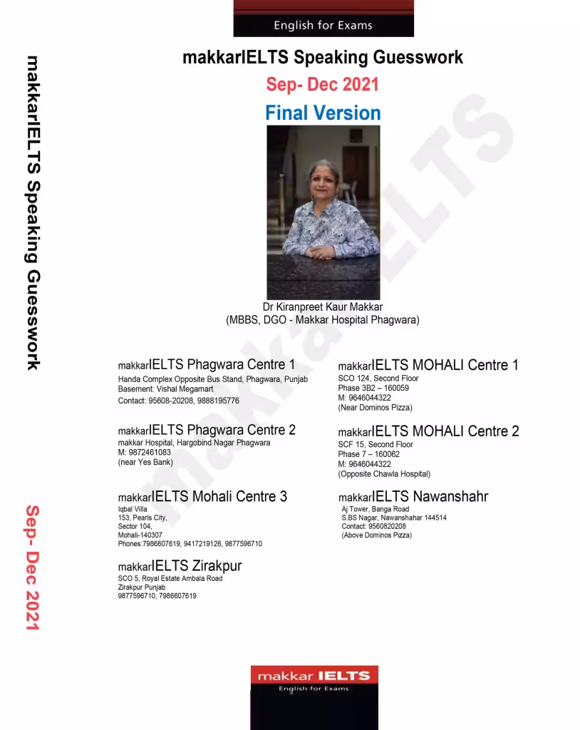 ماکار آیلتس اسپیکینگ | کتاب انگلیسی Makkar IELTS Speaking Sep – Dec 2021 Final Version