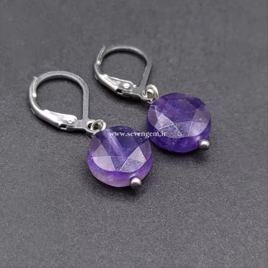 گوشواره سنگ آمیتیست (کدA672)