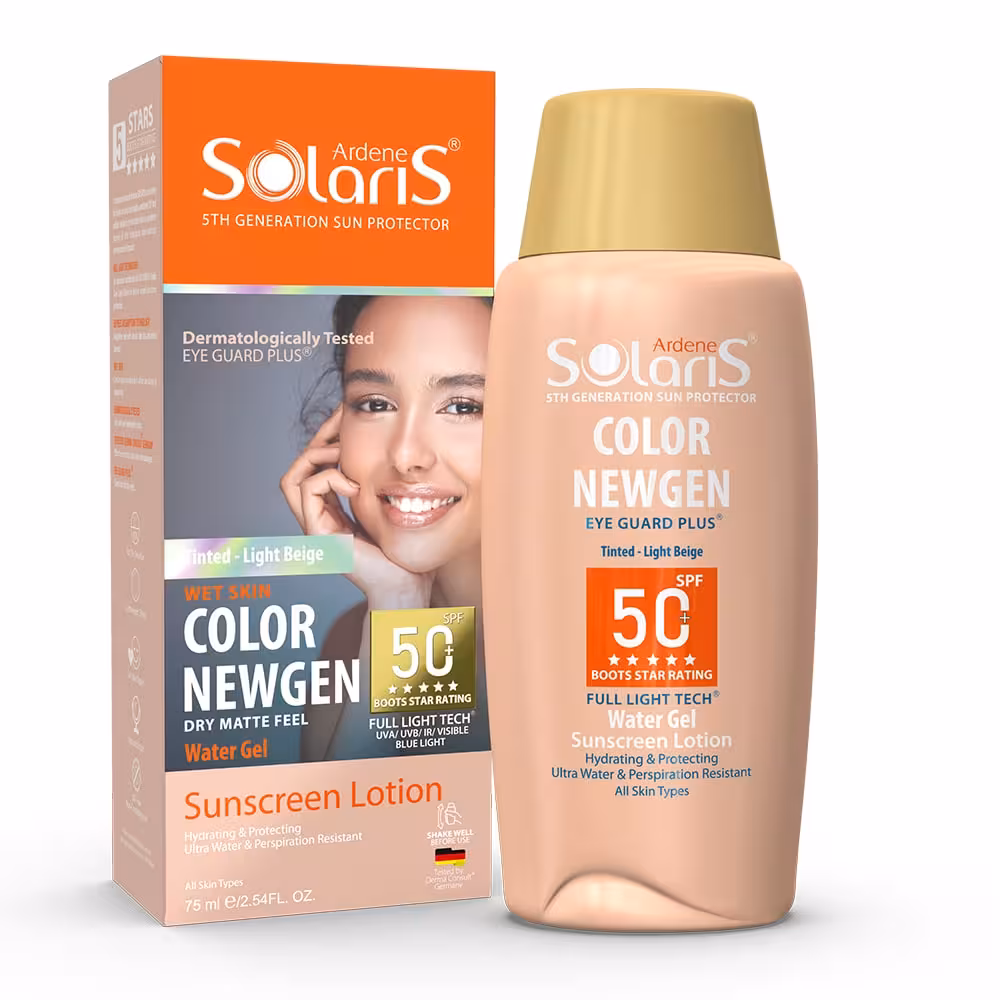 ضد آفتاب کالر نیوژن SPF50 برند آردن سولاریس رنگ بژ روشن