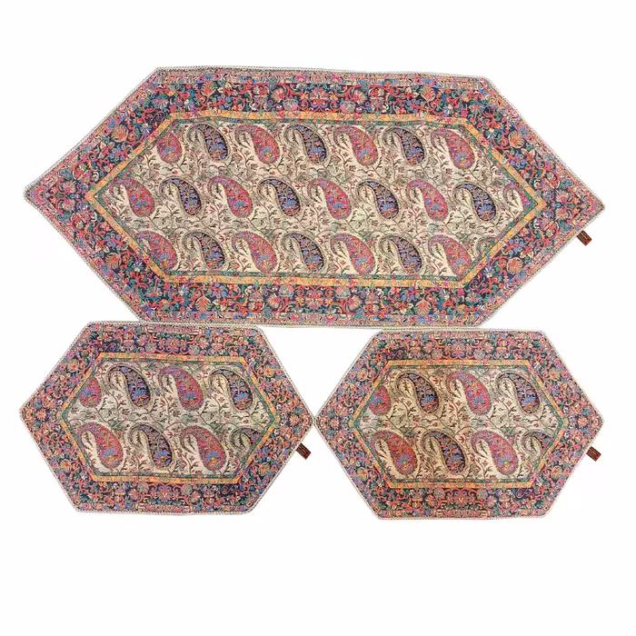 ست 3 تکه رومیزی ترمه صفائی مدل light کد 98