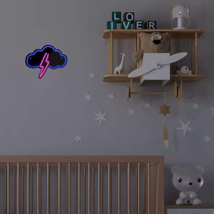 چراغ دیواری نئون دیزاین طرح Cloud-Vs-Lightning-BL_MLC