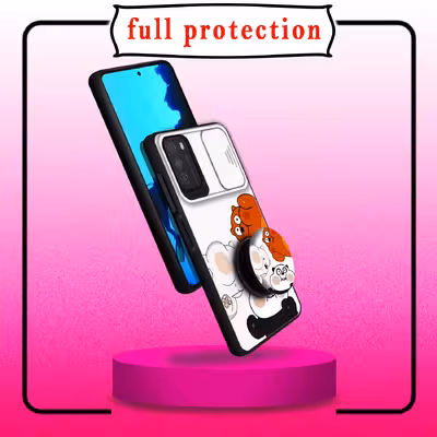  کاور لاین کینگ مدل Pandaloopi مناسب برای گوشی موبایل  شیائومی Poco M3  به همراه پایه نگهدارنده