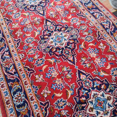 فرش قدیمی دستبافت کناره طول شش متر مدل MG98