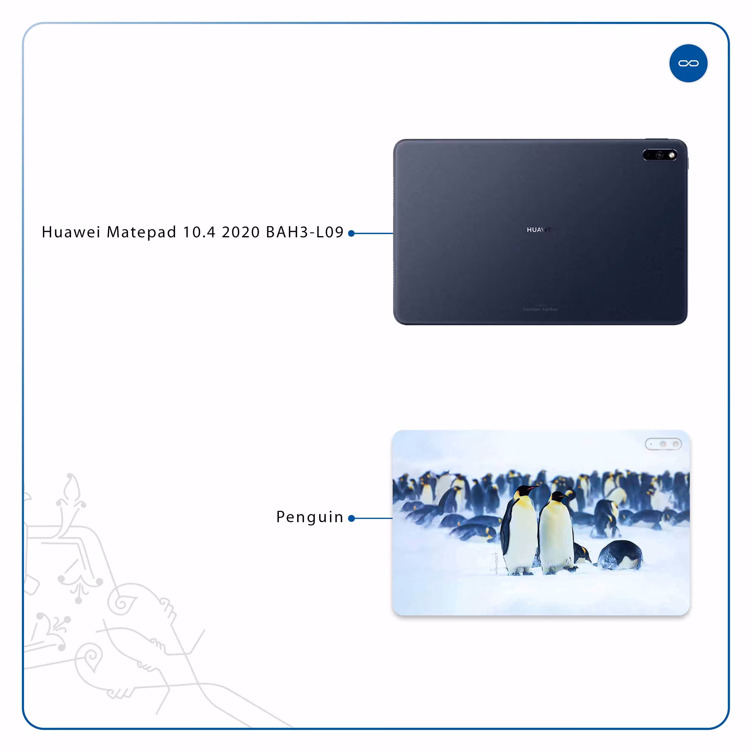 برچسب پوششی ماهوت مدل Penguin مناسب برای تبلت هوآوی Matepad 10.4 2020 BAH3-L09