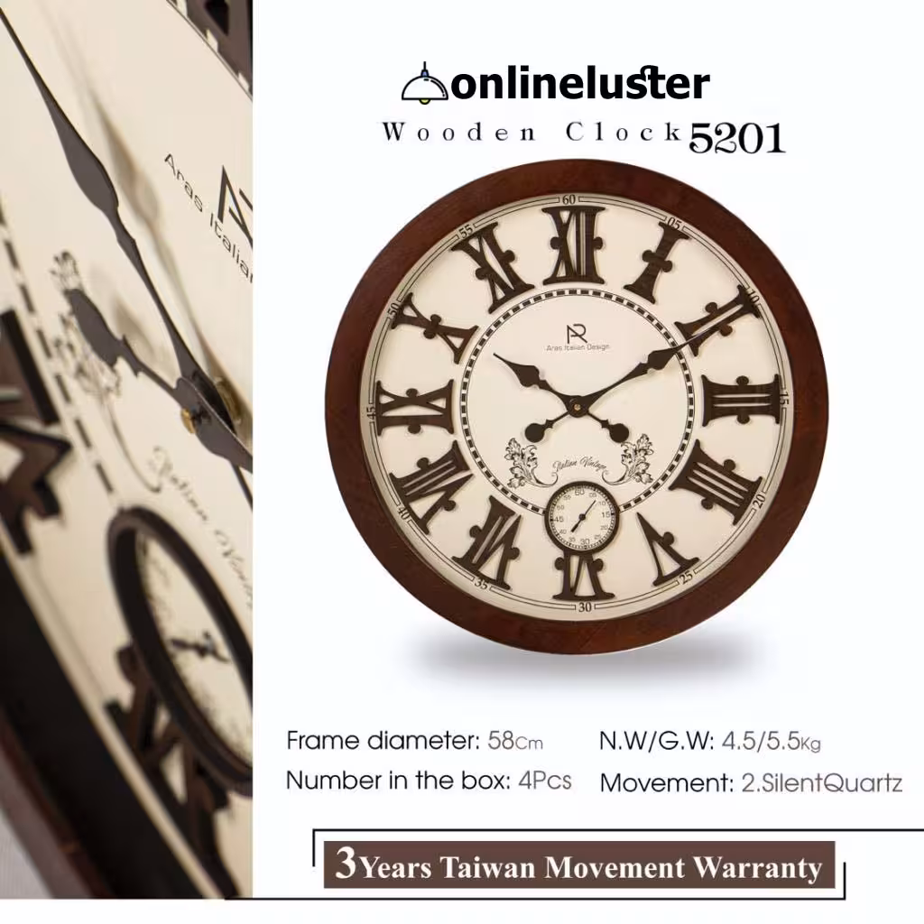 ساعت دیواری چوبی 5201