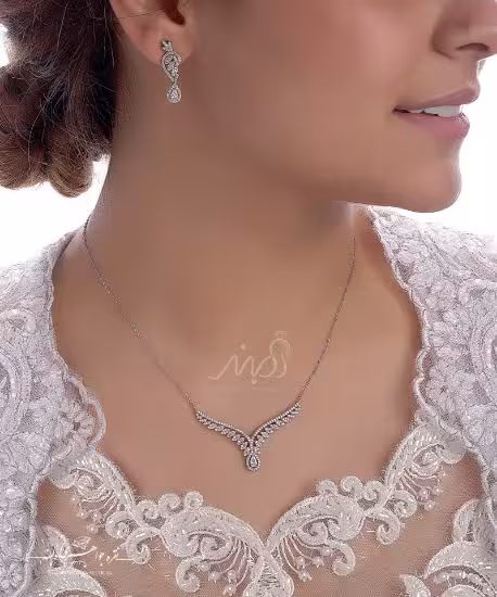 💍نیم ست جواهری میکروزنجیری خاص و پر طرفدار با طراحی ژورنالی نقره عیار 925 (N_4095)