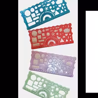 خط کش ژله ای شابلون اشکال نقاله دار 20 سانت بسته 6 عددی 