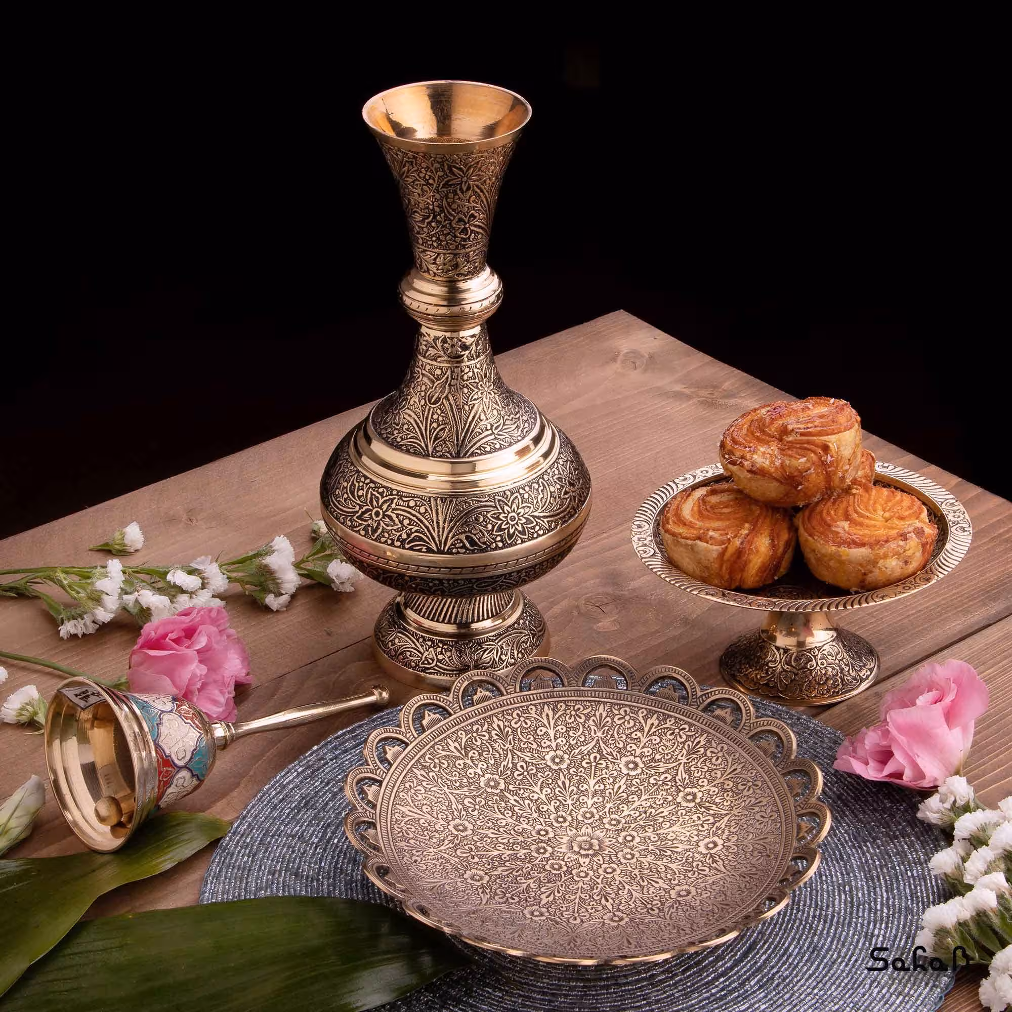 ست پذیرایی برنجی طلایی کد 027