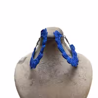 گوشواره گلناز آبی کاربنی قلاب بافی