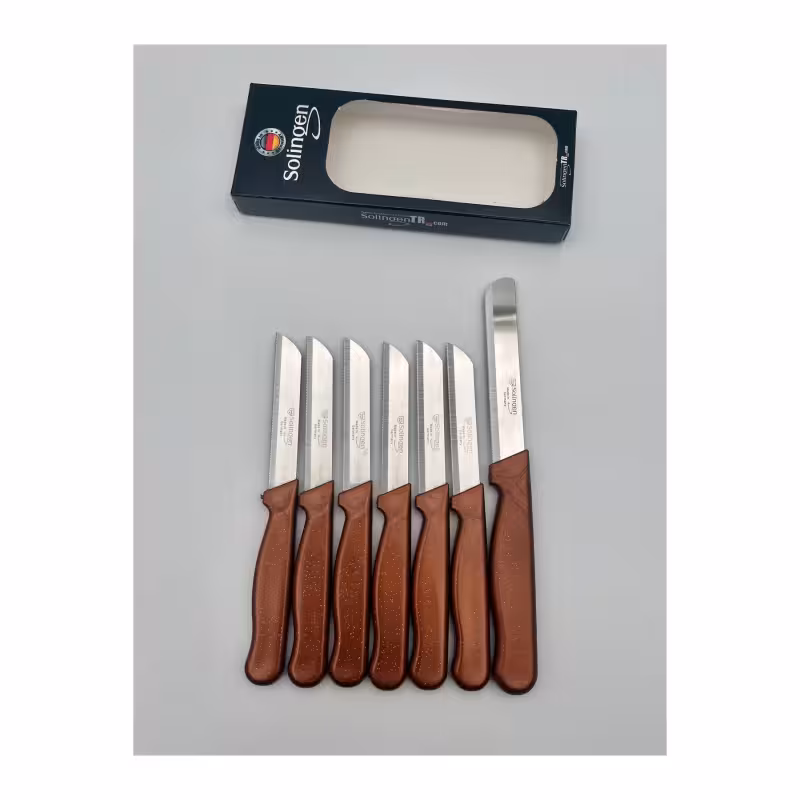 ست 6 عددی چاقوی میوه‌خوری و 1 عدد رنده میکرو سبزیجات زولینگن | Solingen | مدل کلیور سیم‌دار | رنگ مسی | تیغه استیل ضدزنگ | طراحی ارگونومیک | مناسب برای آشپزخانه | ساخت آلمان