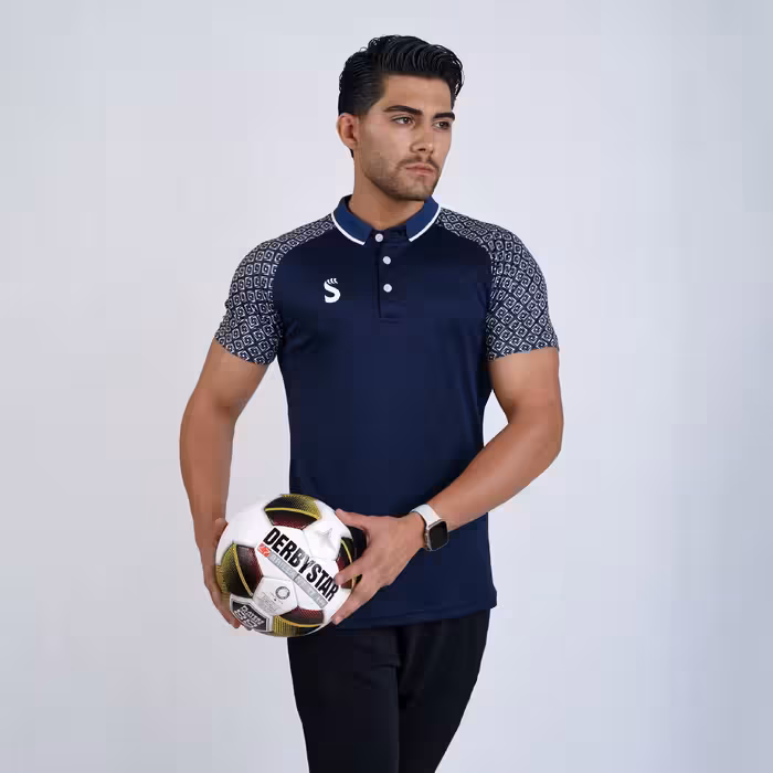 پولوشرت طرح لوزی کد 4225 سورمه ای/سفید سینا اسپرت