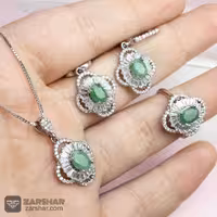 نیم ست نقره زنانه زمرد اصل