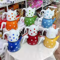 کتری قوری لعابی طرح خال خالی