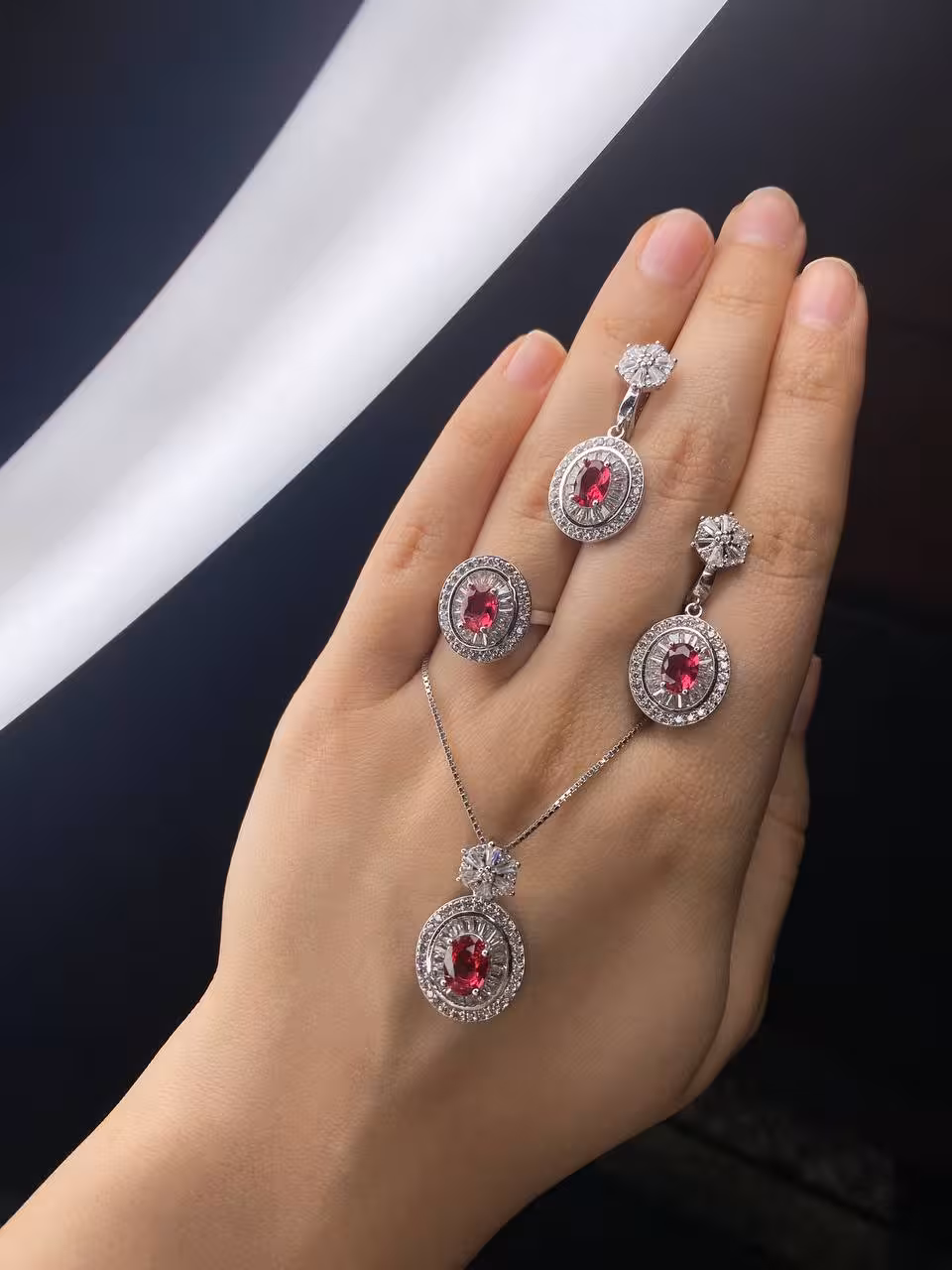 نیمست یاقوت سرخ وارداتی نقره جواهری کد 00426