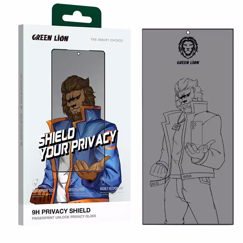 محافظ صفحه نمایش حریم شخصی گرین لاین مدل 9H Shield مناسب برای گوشی موبایل سامسونگ Galaxy S24 Ultra