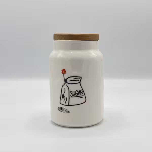 سرامیک - بانکه دهنه باریک شکر درب چوب