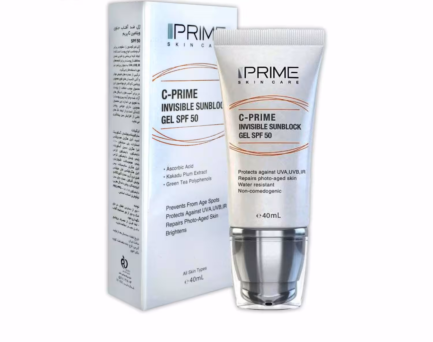 ژل ضد آفتاب SPF50 حاوی ویتامین سی پریم ۴۰ میلی لیتر
