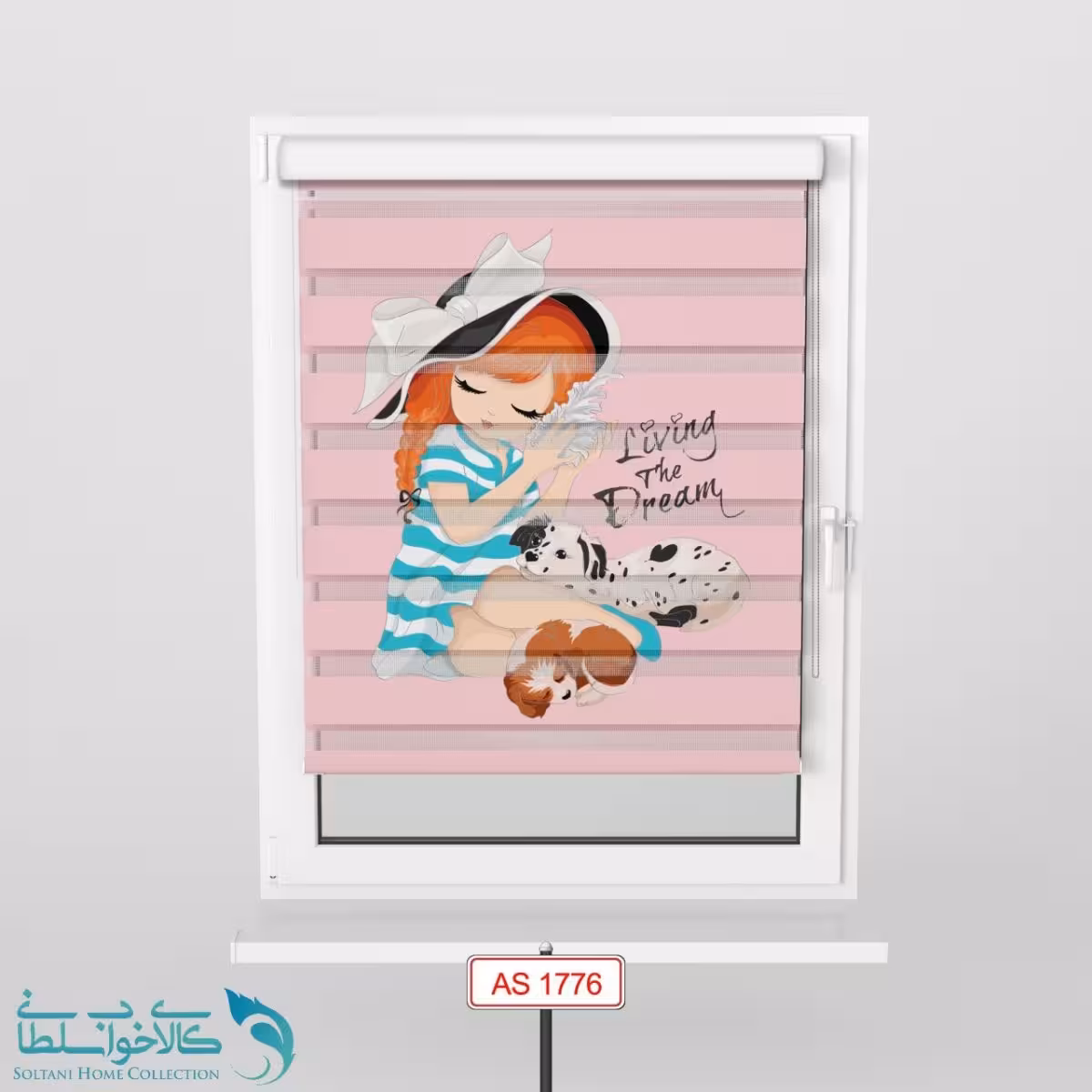 پرده زبرا اتاق کودک طرح دخترک صورتی کد A1776