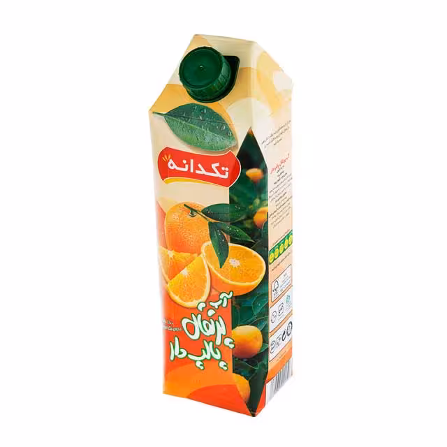 آب پرتقال پالپ دار تکدانه 1000 میلی لیتری