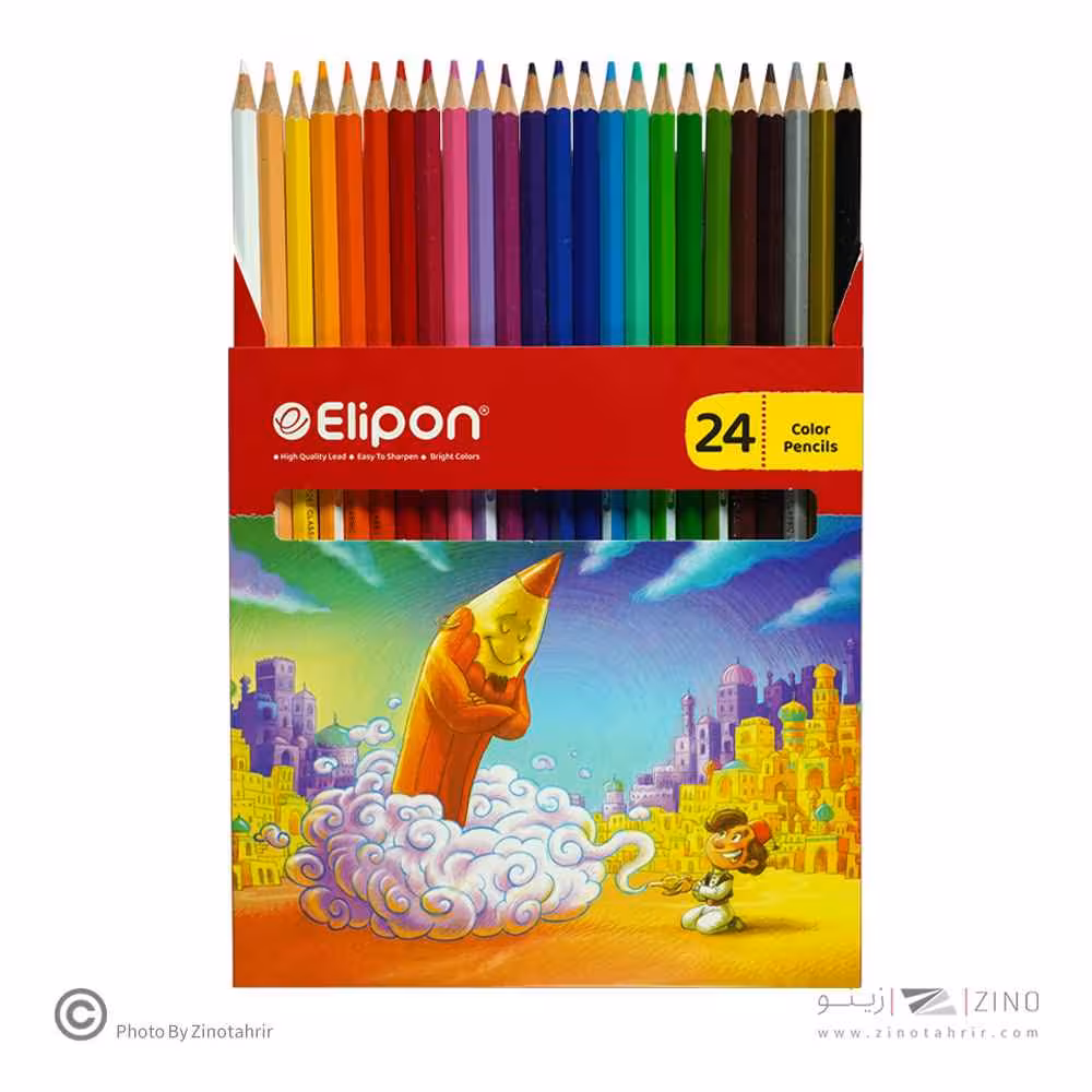 مداد رنگی 24رنگ جعبه مقوایی الیپون