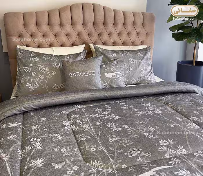 روتختی یک نفره مخمل 4 تکه پشت کتان طرح باروک صفاهوم