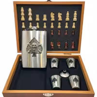 هیپفلاسک (قمقمه جیبی)و جعبه چوبی شطرنج مدل جمجمه 270cc کد a560541