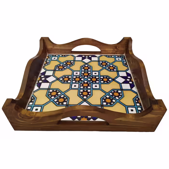سینی چوبی طرح کاشی