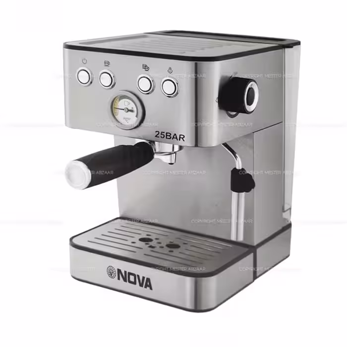 اسپرسو و قهوه ساز تمام استیل نوا 1500 وات اتوماتیک مدل NOVA NCM-195EXP