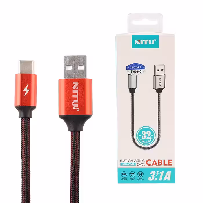 کابل USB به Type-c نیتو NITU UC61 طول 32 سانتیمتر 3.1 آمپر