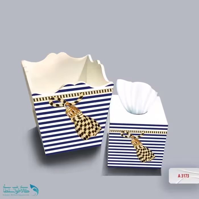 ست سطل و جا دستمال چوبی کودک طرح قایق و لنگر کد A3173