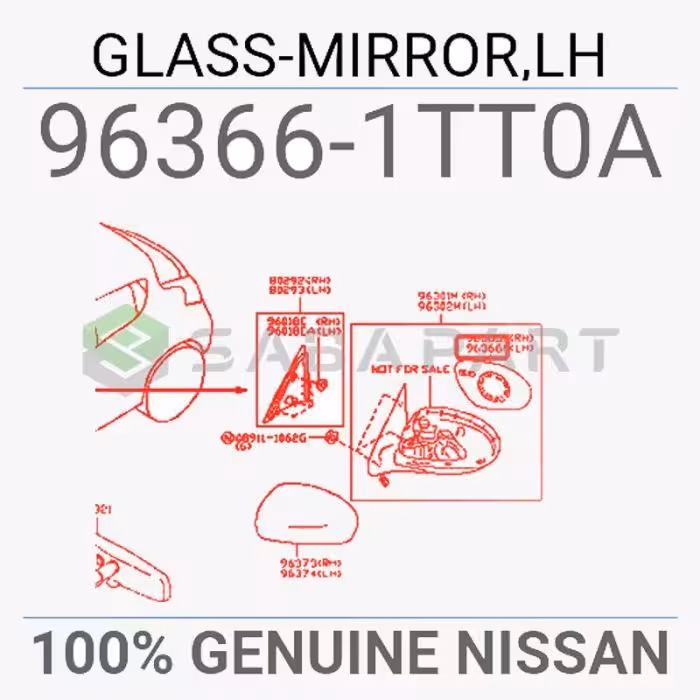 شیشه آینه نیسان جوک منطقه آزاد – سمت چپ – محصول اصلی