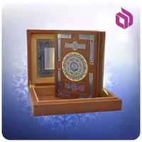 قرآن وزيری عطری جعبه دار چرم لب طلا با آينه پلاک‌دار