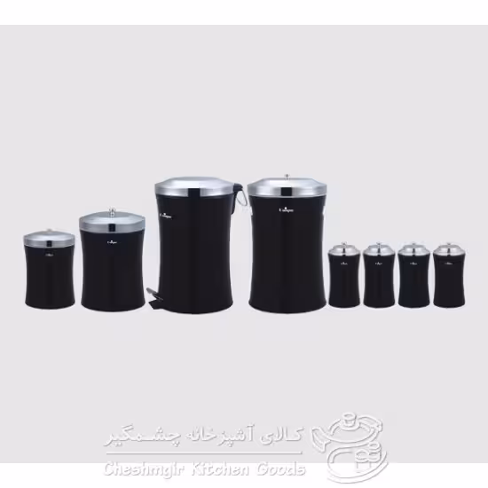 ست 8 پارچه کمر باریک مشکی و کرم و صورتی یونیک مدل UN-1165