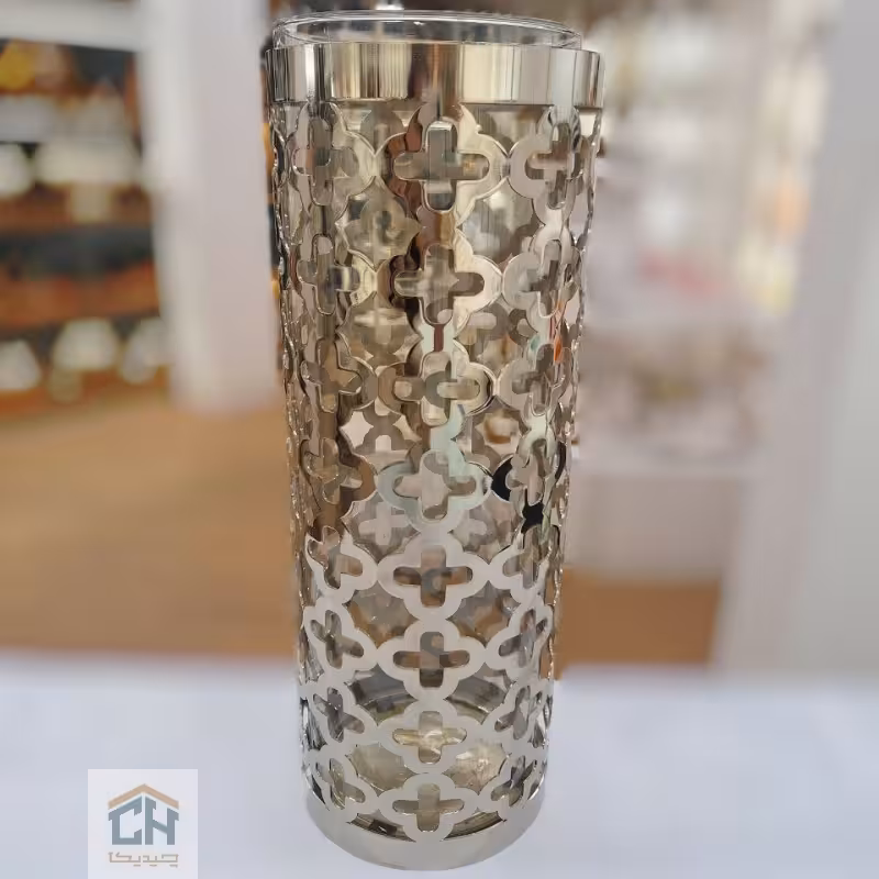 شمعدان استوانه ای بلند طرح شکوفه مدل SL0214