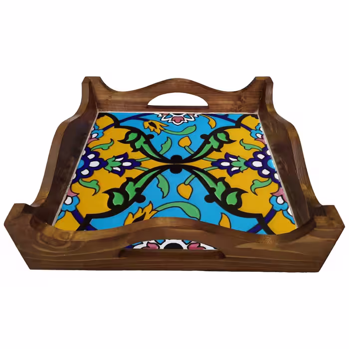 سینی چوبی طرح کاشی