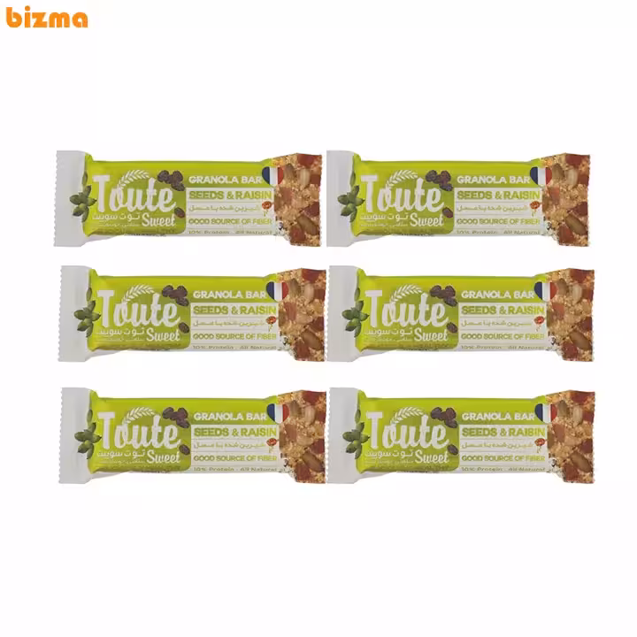 گرانولا بار با جو پرک با کشمش و دانه های خوراکی توت سوییت – 3 عددی