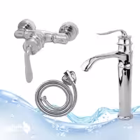 ست 3 عددی شیرالات بامبو با روشویی پایه بلند کروم 5 سال ضمانت