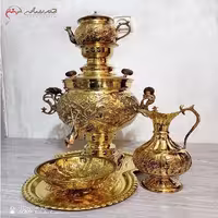 سماور ذغالی 6 لیتری تبریز با پارچ رومی زیبا و رنگ ثابت، قلم زنی منحصر به فرد