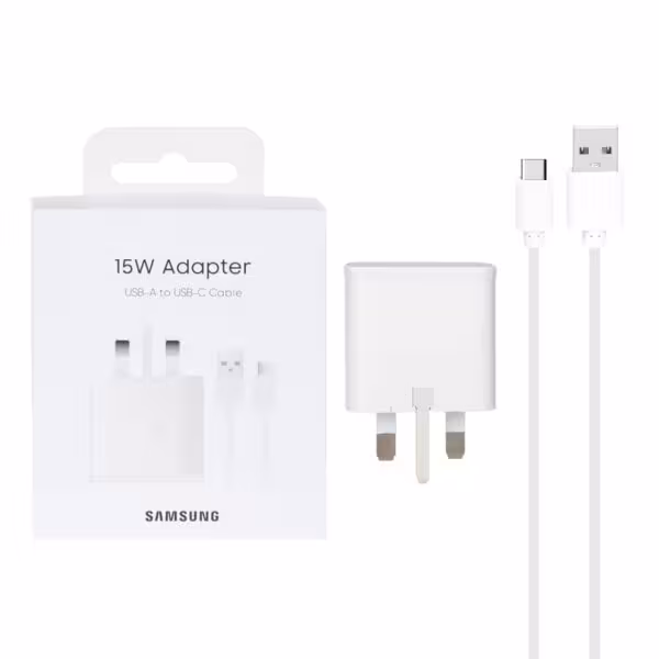 شارژر سه پین   کابل SAMSUNG 15W درجه یک سفید (شش ماهه شرکتی) کد3781