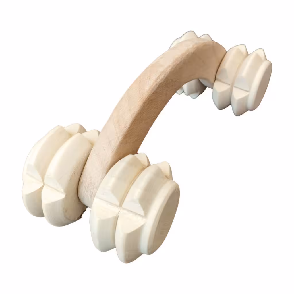 ماساژور چوبی چهار چرخ غلتکی