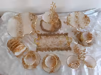 سرویس ظروف پذیرایی  6نفره پایه برنجی طرح بابونه