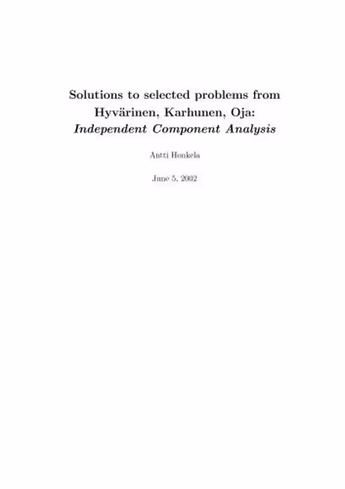 خرید و دانلود نسخه کامل کتاب Solutions to Selected Problems on Independent Component Analysis