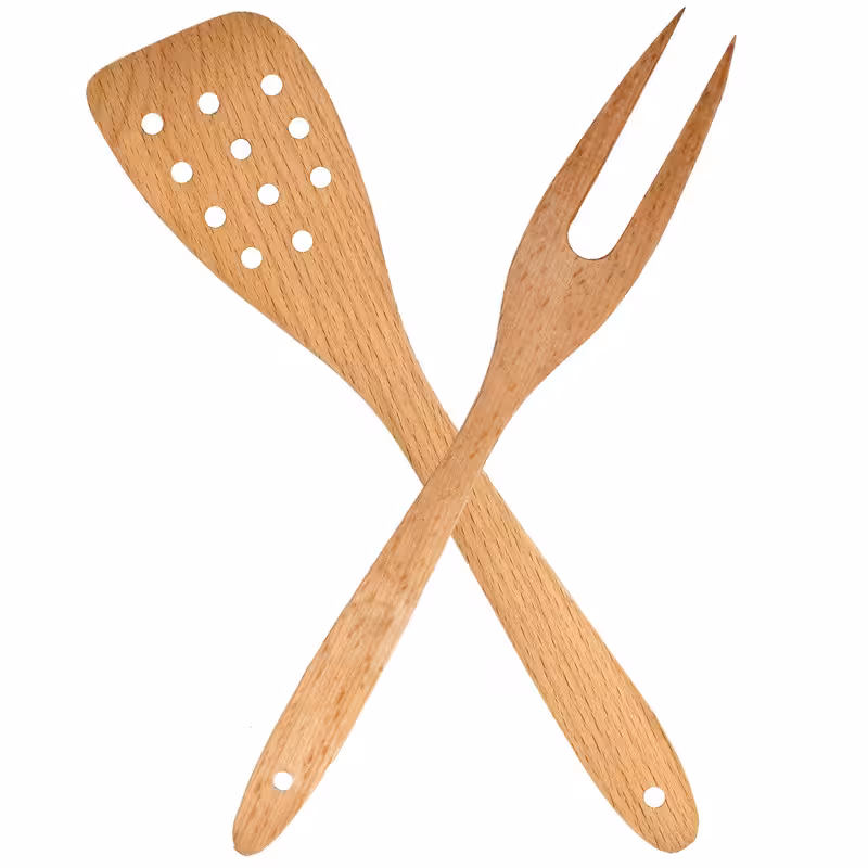 کفگیر و چنگال مدل چوبی کد KC-2 | کالا مکس