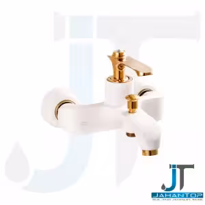 شیر حمام اهرمی سفید طلایی آریانا (مدل ونیز)